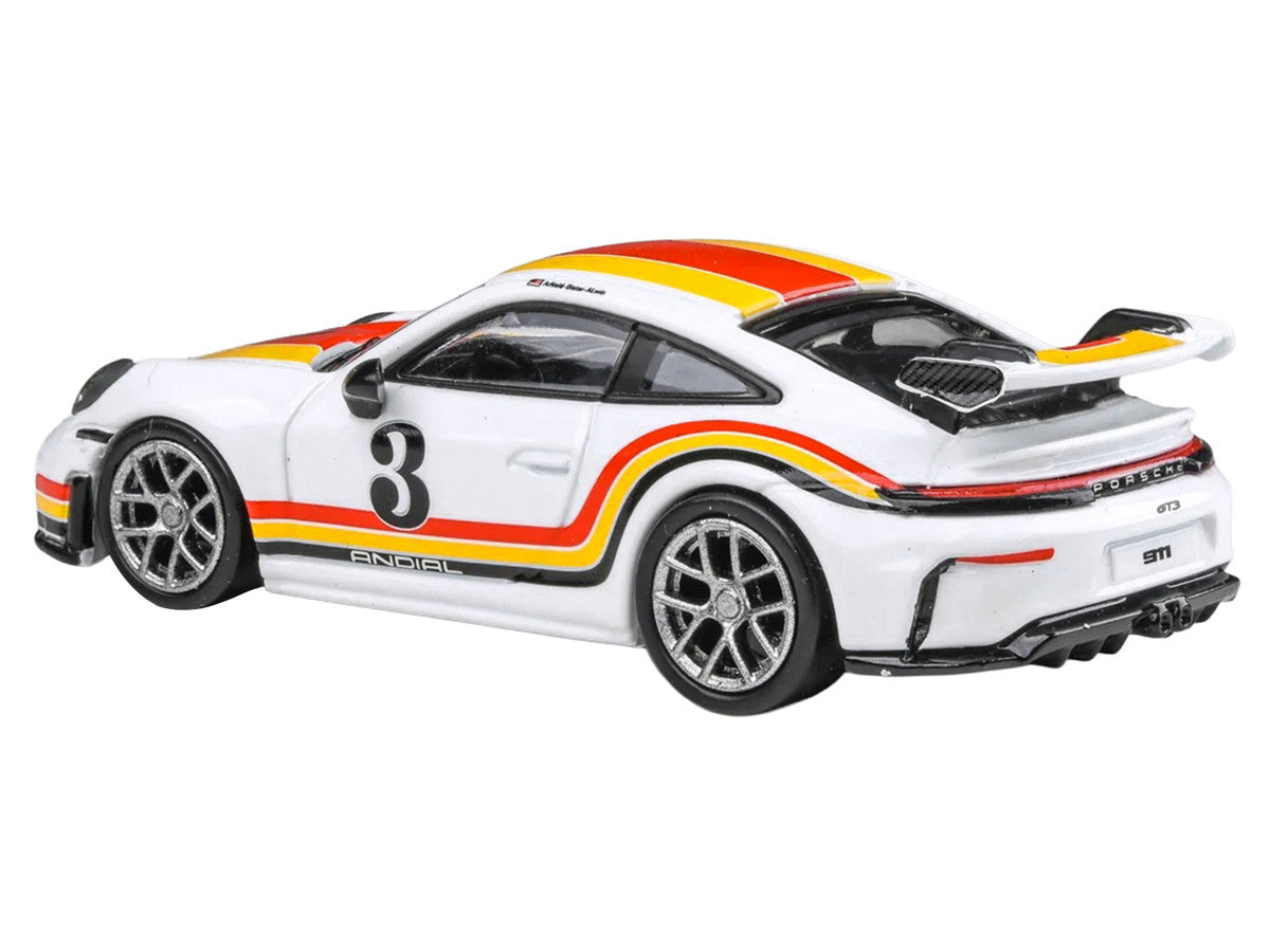 2025 Porsche 911 GT3 (992.2) #3 "Andial Livery" White with Stripes 1/64 Diecast Model Car by Paragon Models by Paragon