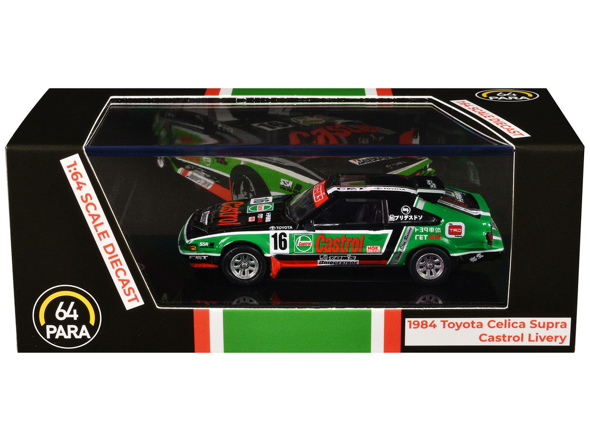 1984 Toyota Celica Supra #16 "Castrol Livery" Black and Green with Graphics 1/64 Diecast Model Car by Paragon Models by Paragon