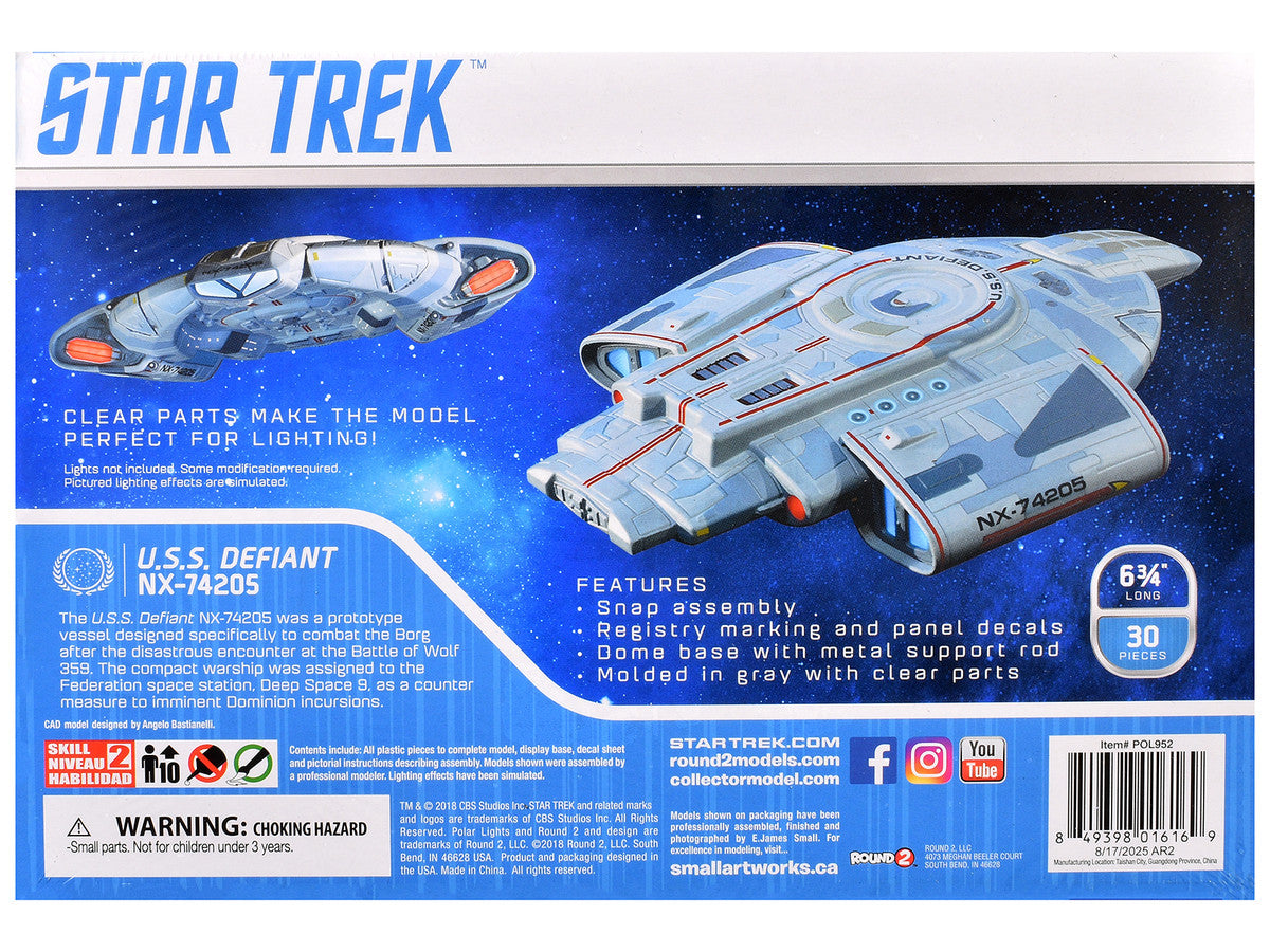 Skill 2 Snap Model Kit USS Defiant NX-74205 Starship "Star Trek: Deep Space Nine" (1993-1999) TV Series 1/1000 Scale Model by Polar Lights by Polar Lights