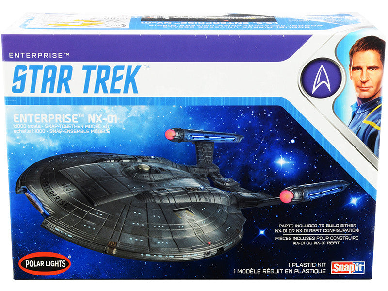 Skill 2 Snap Model Kit Enterprise NX-01 Starship "Star Trek: Enterprise" (2001-2005) TV Series 1/1000 Scale Model by Polar Lights by Polar Lights