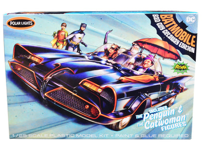 Skill 2 Model Kit 1966 Batmobile "Bad Guy Getaway Edition" with Penguin and Catwoman Figures "Batman" (1966-1968) TV Series 1/25 Scale Model by Polar Lights by Polar Lights