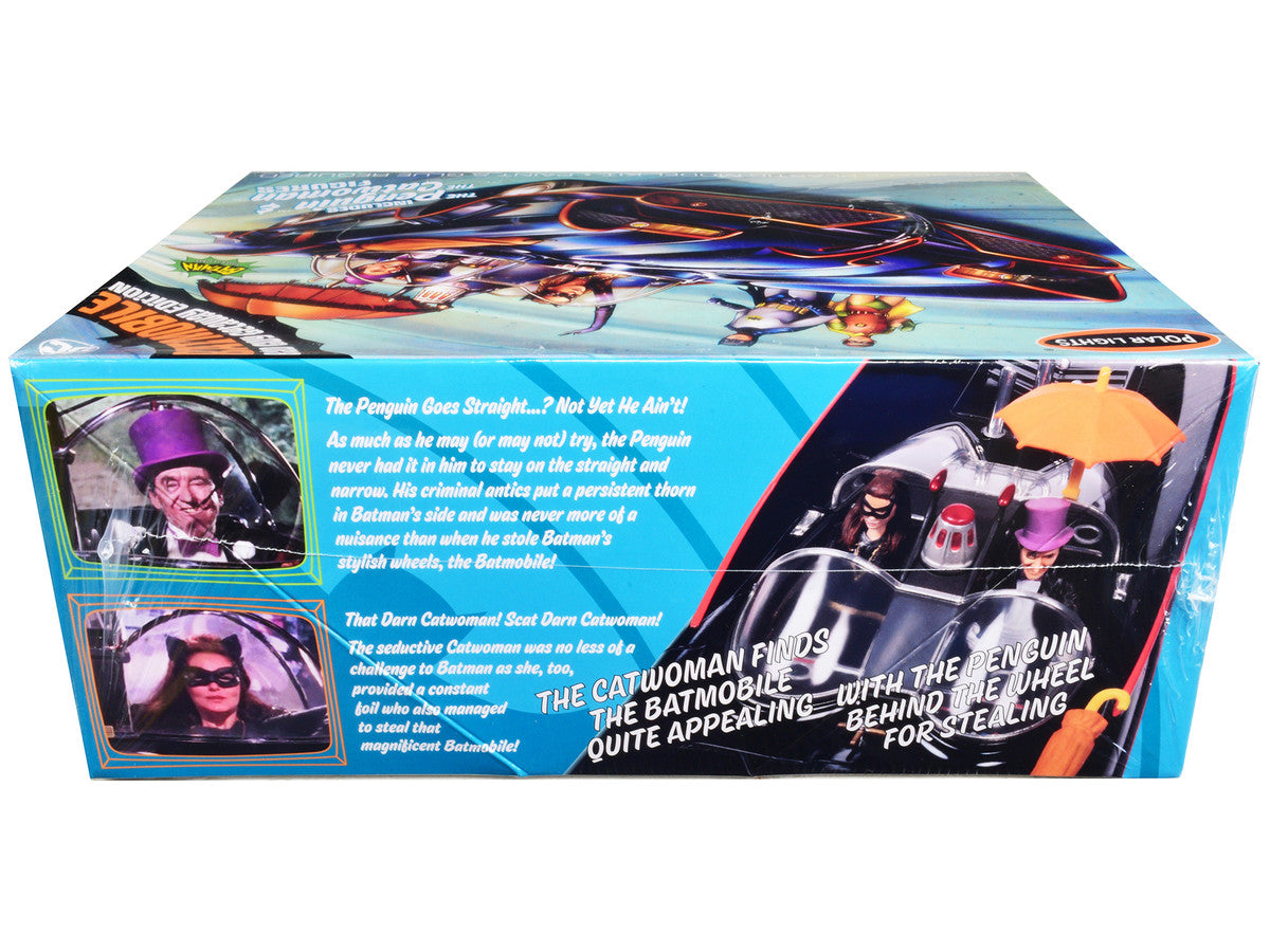 Skill 2 Model Kit 1966 Batmobile "Bad Guy Getaway Edition" with Penguin and Catwoman Figures "Batman" (1966-1968) TV Series 1/25 Scale Model by Polar Lights by Polar Lights