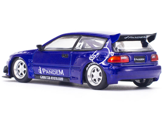 Pandem Civic EG6 RHD (Right Hand Drive) Blue Metallic "Enigma Exclusive Edition" 1/64 Diecast Model Car by Pop Race by Pop Race