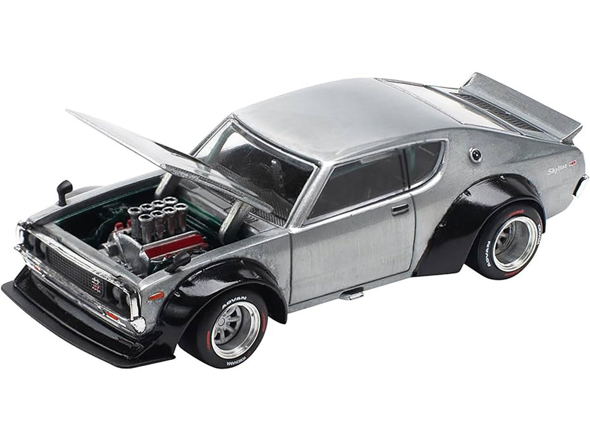 Skyline KPGC110 "Kenmeri" RHD (Right Hand Drive) Raw Metal "Enigma Exclusive Edition" 1/64 Diecast Model Car by Pop Race by Pop Race