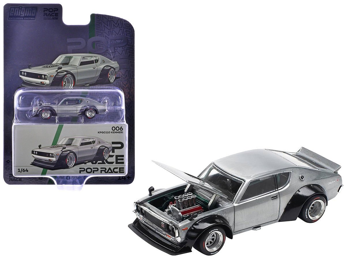Skyline KPGC110 "Kenmeri" RHD (Right Hand Drive) Raw Metal "Enigma Exclusive Edition" 1/64 Diecast Model Car by Pop Race by Pop Race