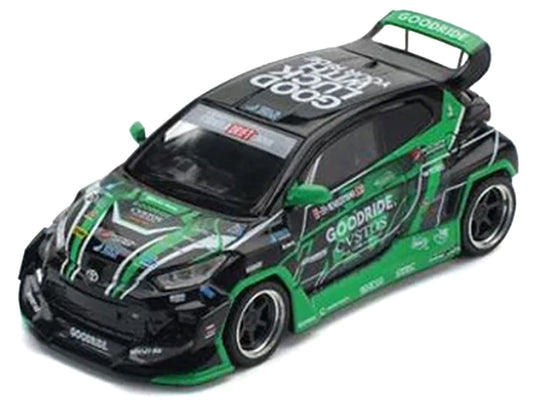 Pandem GR Yaris RHD (Right Hand Drive) "Goodride Motorsports" Green and Black with Graphics "Enigma Exclusive Edition" 1/64 Diecast Model Car by Pop Race by Pop Race