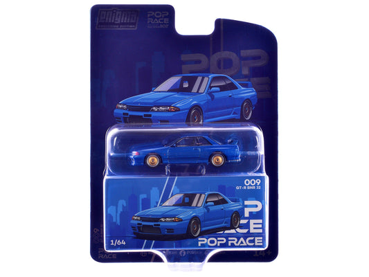 Skyline GT-R BNR32 RHD (Right Hand Drive) Blue Metallic "Enigma Exclusive Edition" 1/64 Diecast Model Car by Pop Race by Pop Race