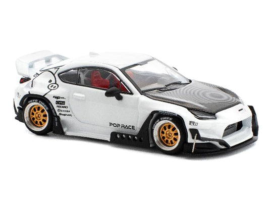 Toyota Pandem GR86 White with Carbon Hood "Enigma Exclusive Edition" 1/64 Diecast Model Car by Pop Race by Pop Race