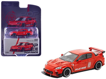 Mazda RX-8 RE-Amemiya RHD (Right Hand Drive) Red with Graphics "Enigma Exclusive Edition" 1/64 Die Cast Model Car by Pop Race-0