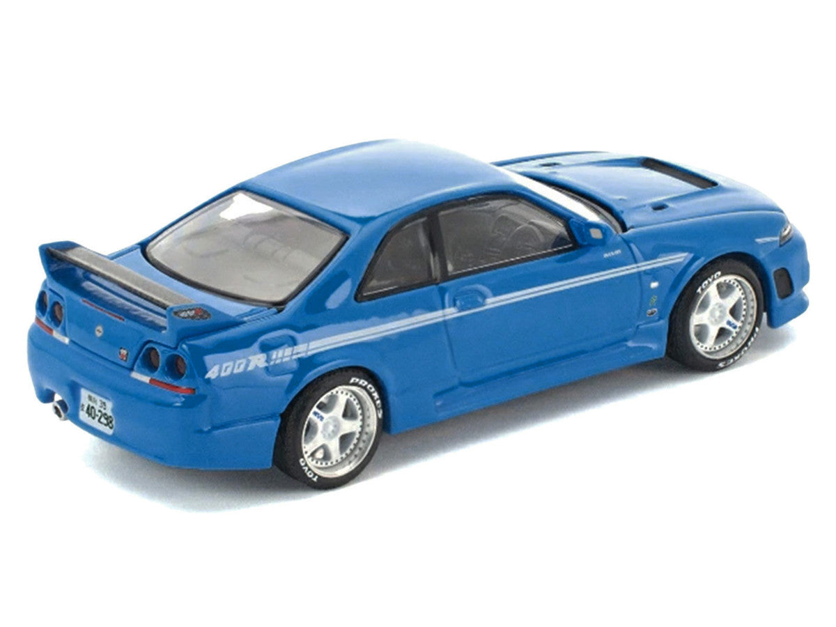 GT-R R33 400R RHD (Right Hand Drive) Champion Blue with White Stripes "Enigma Exclusive Edition" 1/64 Die Cast Model Car by Pop Race-2