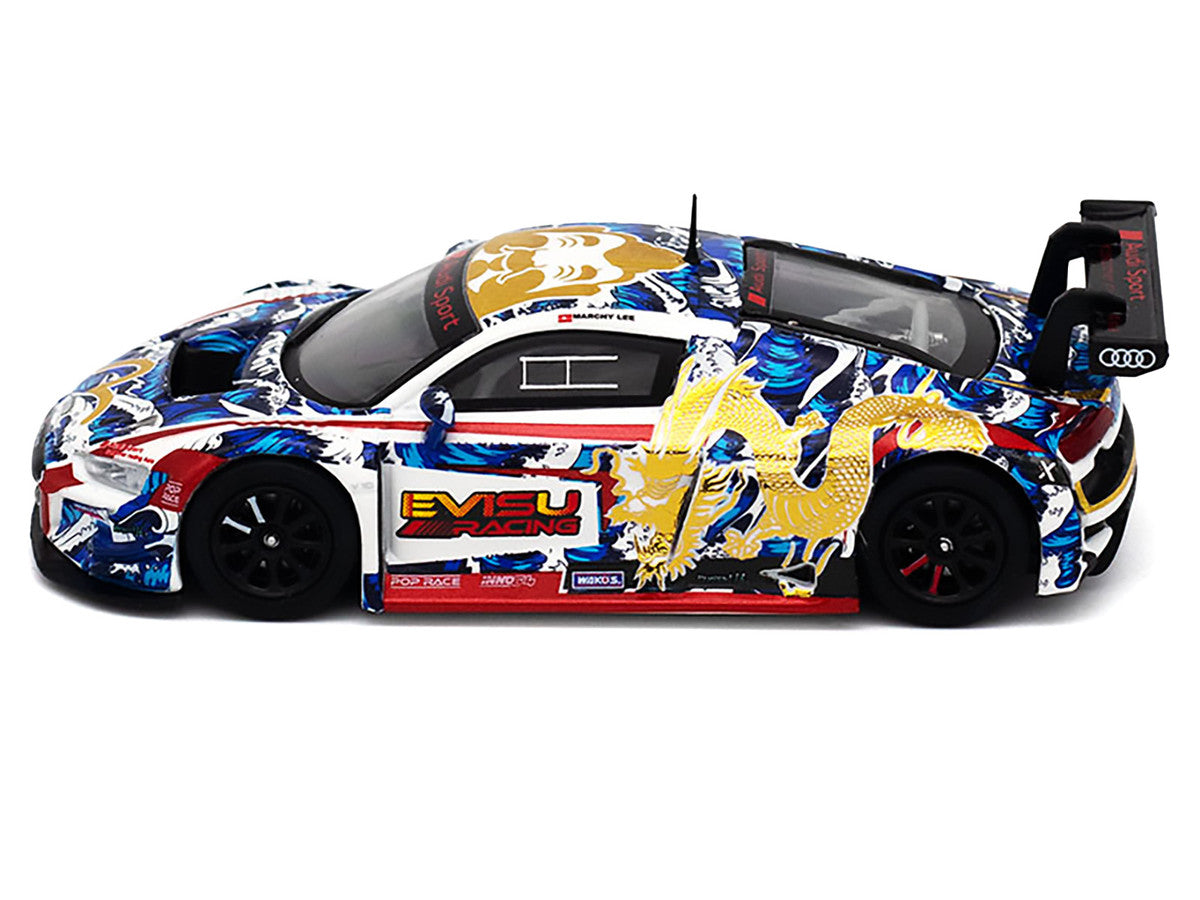 Audi R8 LMS "Evisu Racing X Works" White with Graphics 1/64 Diecast Model Car by Pop Race by Pop Race