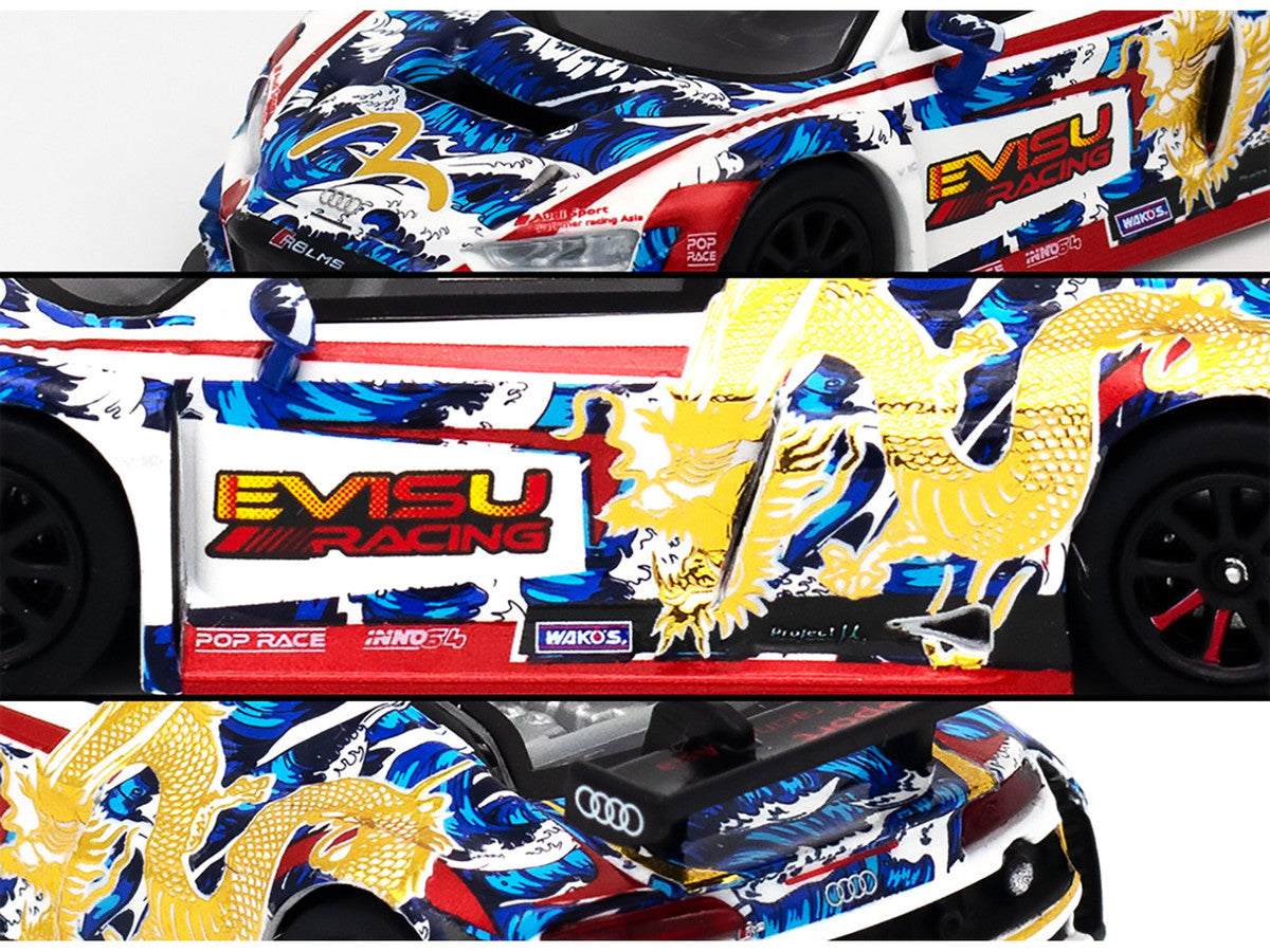 Audi R8 LMS "Evisu Racing X Works" White with Graphics 1/64 Diecast Model Car by Pop Race by Pop Race