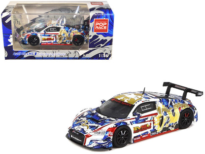 Audi R8 LMS "Evisu Racing X Works" White with Graphics 1/64 Diecast Model Car by Pop Race by Pop Race