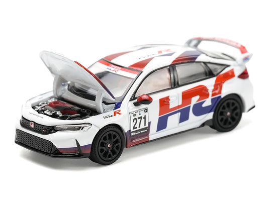 Honda Civic Type R FL5 "HRC - Honda Racing" White with Graphics 1/64 Diecast Model Car by Pop Race by Pop Race
