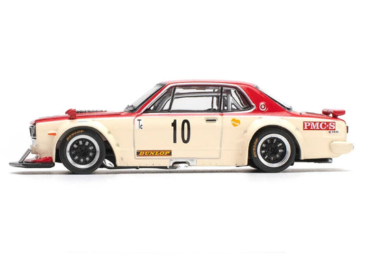 Skyline GT-R V8 Drift "Hakosuka" RHD (Right Hand Drive) #10 "Watanabe" Red and Cream 1/64 Diecast Model Car by Pop Race by Pop Race