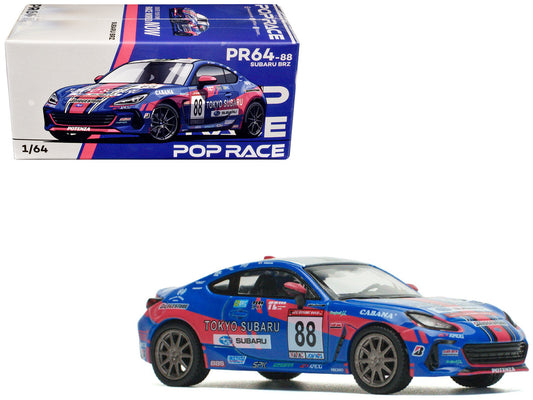 Subaru BRZ #88 Blue with Graphics "Tokyo Subaru Racing" 1/64 Diecast Model Car by Pop Race by Pop Race