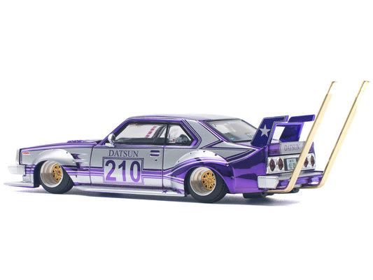 Skyline C210 Kaido Racer "Bosozoku Style" RHD (Right Hand Drive) #210 Purple and Silver 1/64 Diecast Model Car by Pop Race by Pop Race