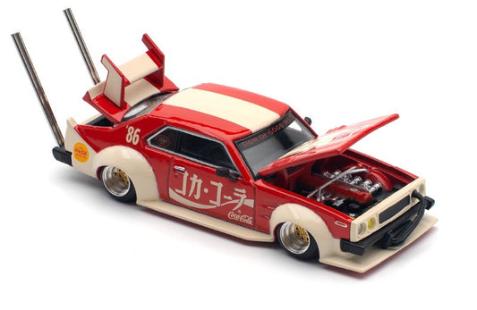 Skyline GT-R V8 Drift "Hakosuka" RHD (Right Hand Drive) "Coca-Cola (Japan)" Red and Cream 1/64 Diecast Model Car by Pop Race by Pop Race