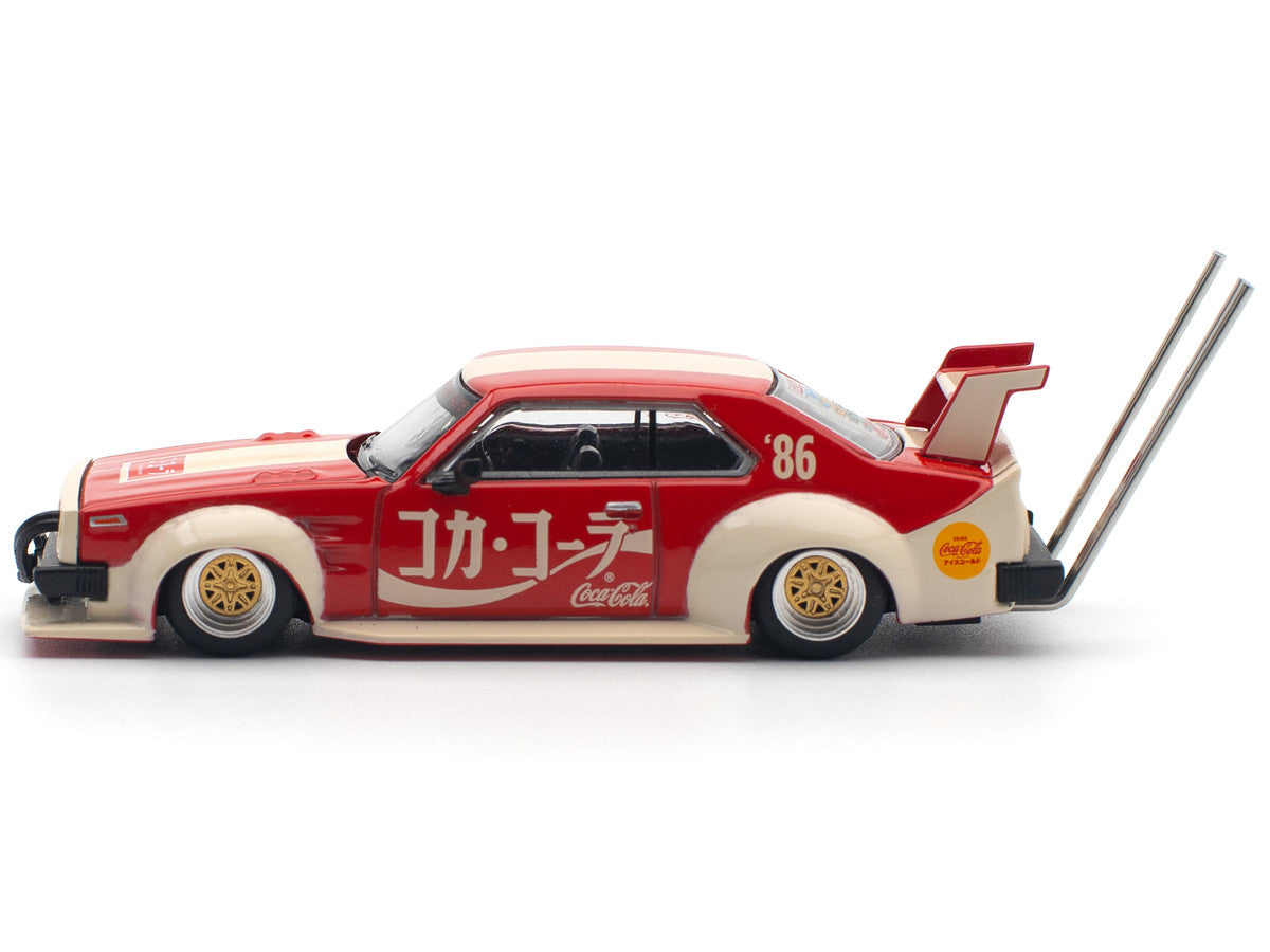 Skyline GT-R V8 Drift "Hakosuka" RHD (Right Hand Drive) "Coca-Cola (Japan)" Red and Cream 1/64 Diecast Model Car by Pop Race by Pop Race