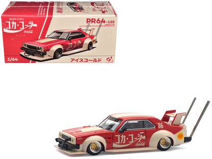 Skyline GT-R V8 Drift "Hakosuka" RHD (Right Hand Drive) "Coca-Cola (Japan)" Red and Cream 1/64 Diecast Model Car by Pop Race by Pop Race