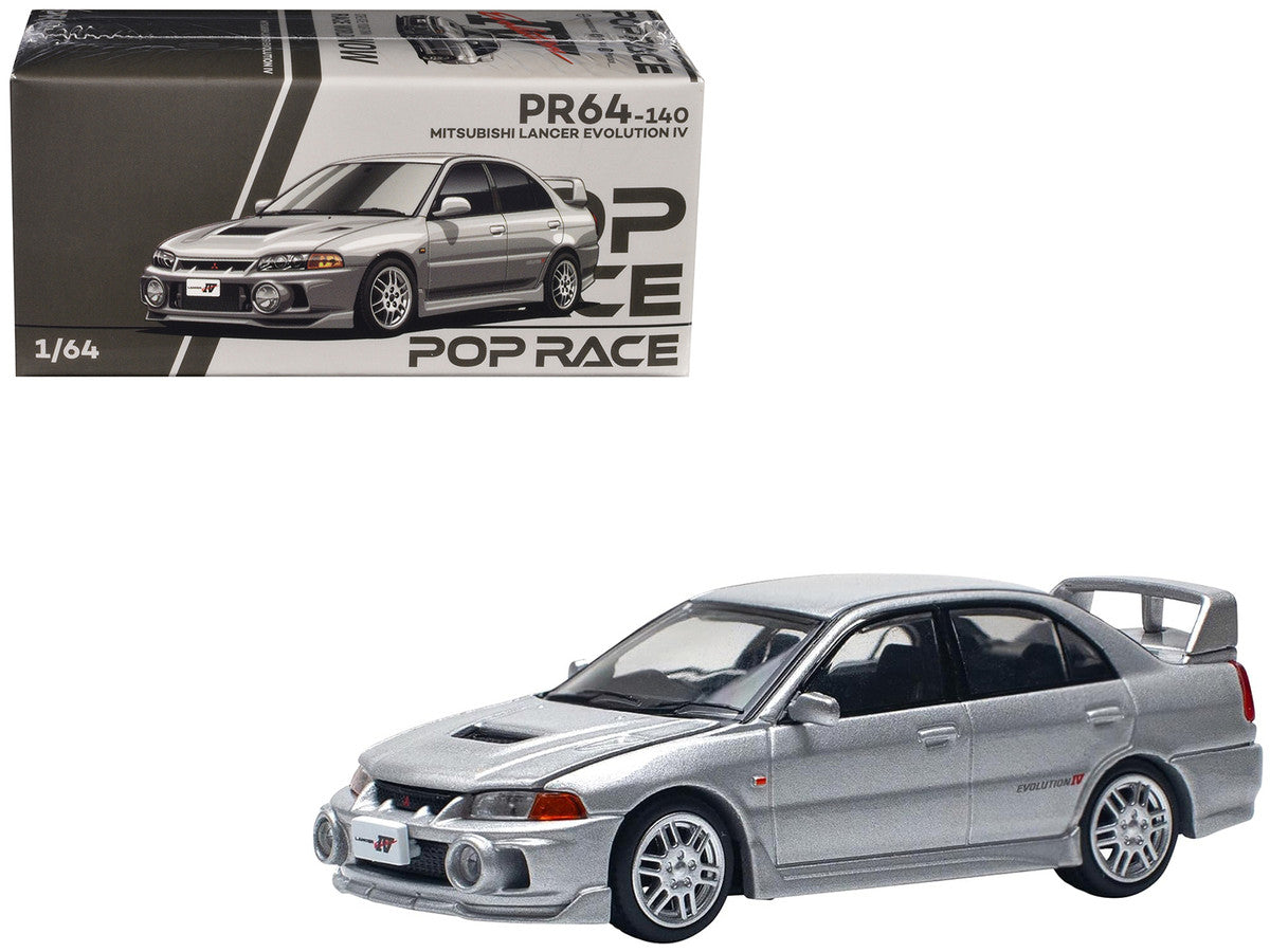 Mitsubishi Lancer Evolution IV RHD (Right Hand Drive) Steel Silver Metallic 1/64 Diecast Model Car by Pop Race by Pop Race
