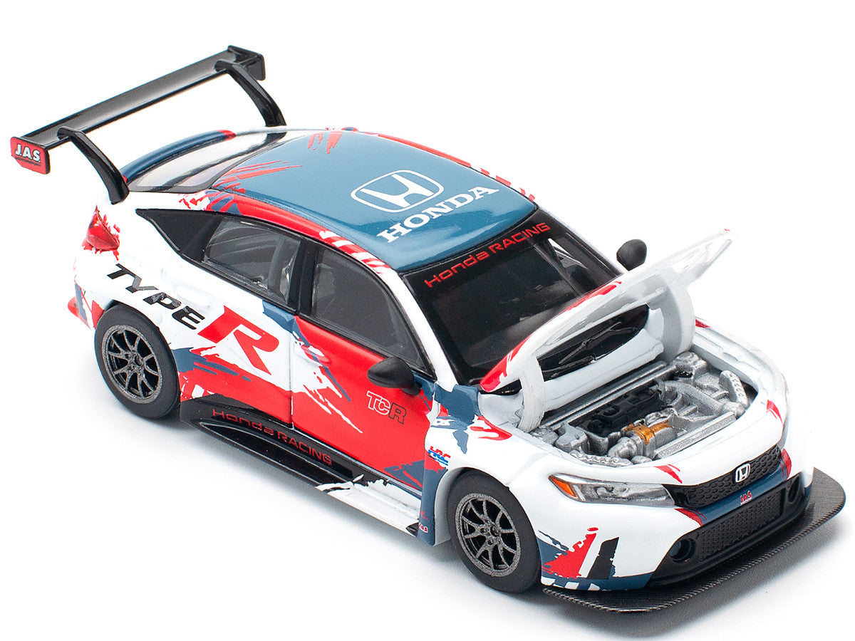 Honda Civic Type R TCR "Presentation" White with Graphics 1/64 Diecast Model Car by Pop Race by Pop Race