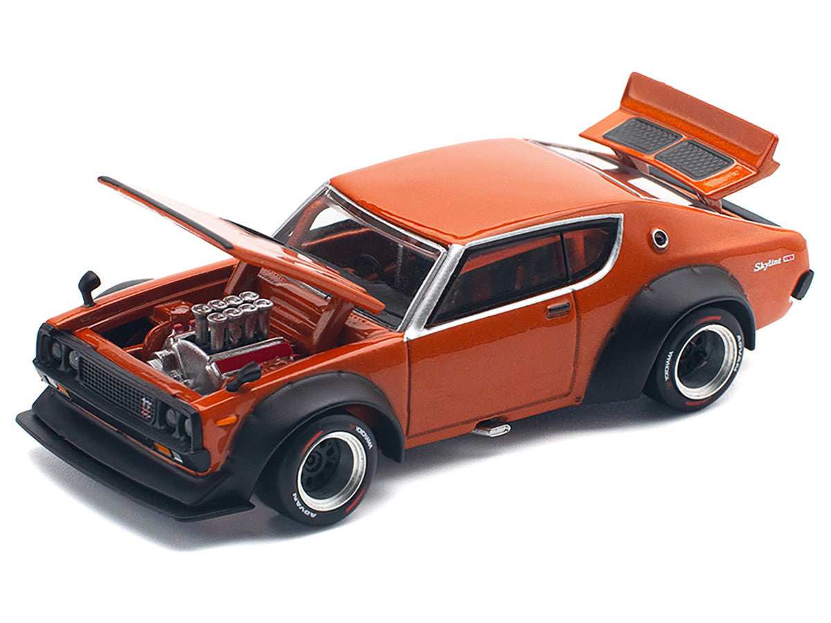 Skyline GT-R V8 Drift "Kenmeri" RHD (Right Hand Drive) Orange Metallic 1/64 Diecast Model Car by Pop Race by Pop Race