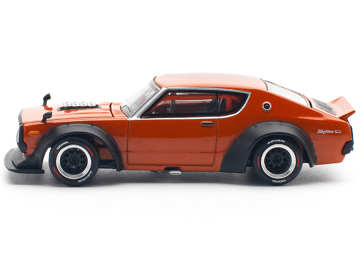 Skyline GT-R V8 Drift "Kenmeri" RHD (Right Hand Drive) Orange Metallic 1/64 Diecast Model Car by Pop Race by Pop Race