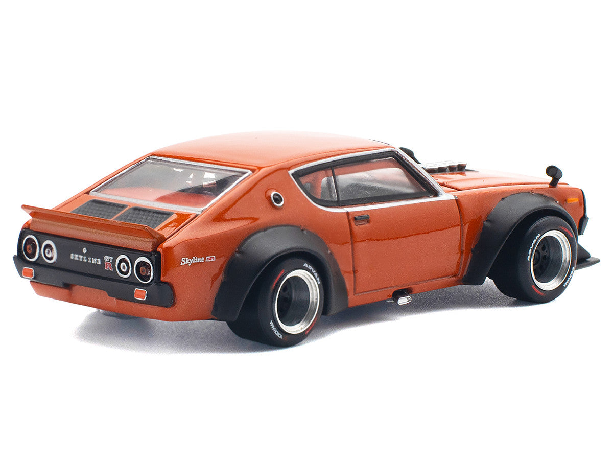 Skyline GT-R V8 Drift "Kenmeri" RHD (Right Hand Drive) Orange Metallic 1/64 Diecast Model Car by Pop Race by Pop Race