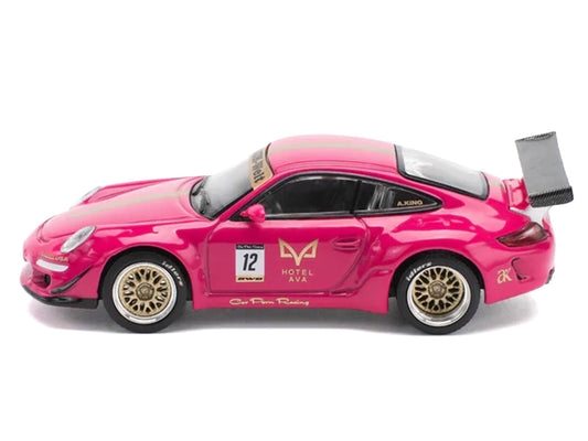 RWB 997 #12 "Hotel Ava" Pink Metallic 1/64 Diecast Model Car by Pop Race by Pop Race