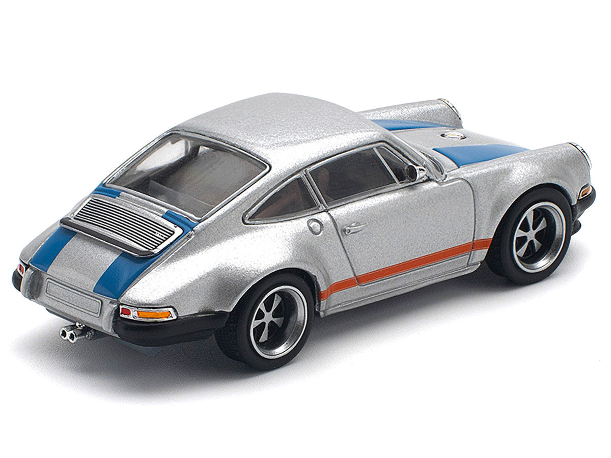 Singer 964 Silver Metallic with Blue and Red Stripes 1/64 Diecast Model Car by Pop Race by Pop Race
