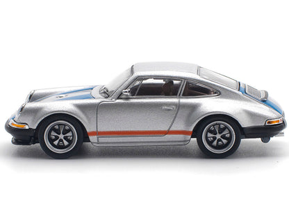 Singer 964 Silver Metallic with Blue and Red Stripes 1/64 Diecast Model Car by Pop Race by Pop Race