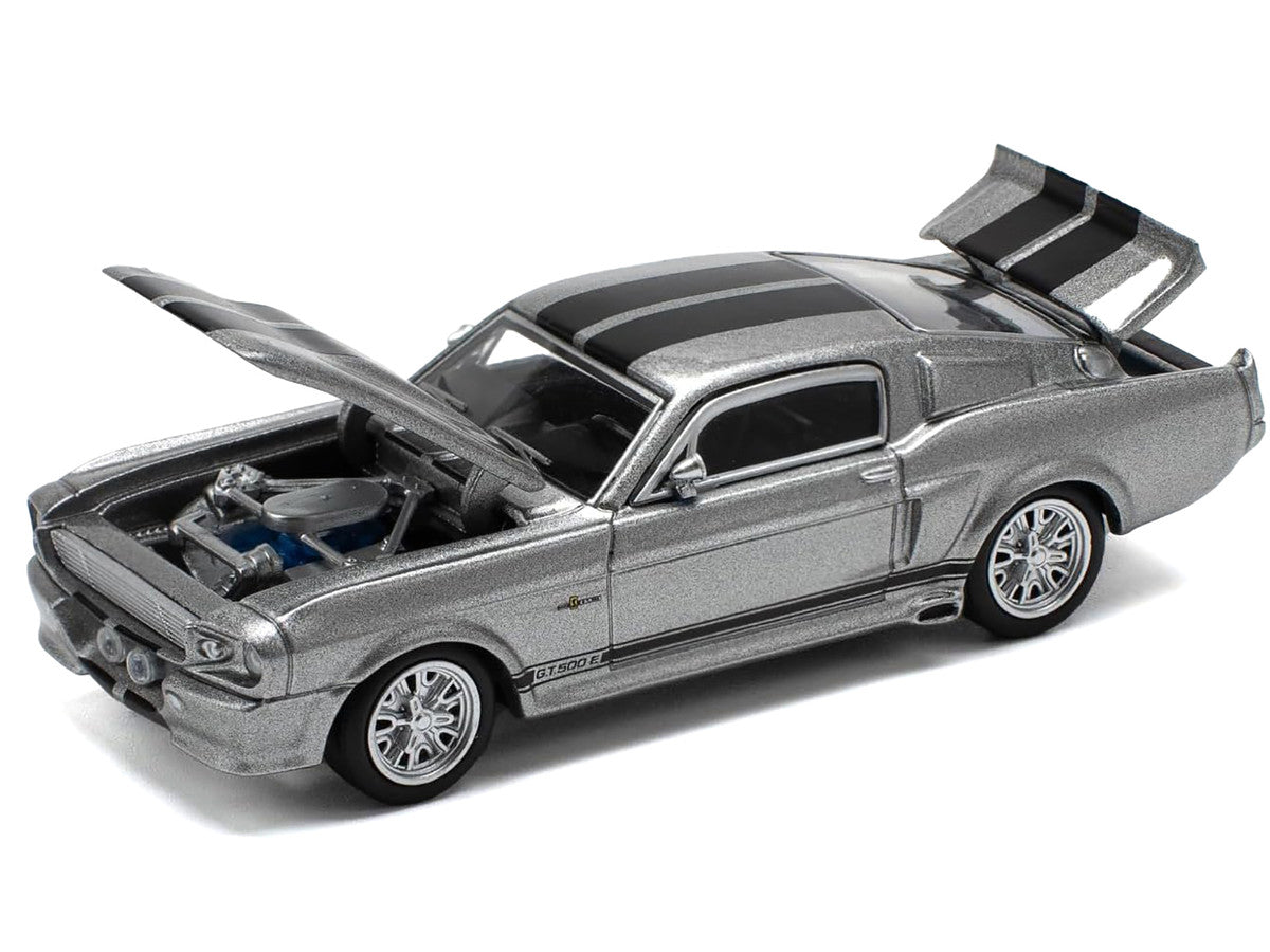 Shelby Mustang GT500 Gray Metallic with Black Stripes 1/64 Diecast Model Car by Pop Race by Pop Race