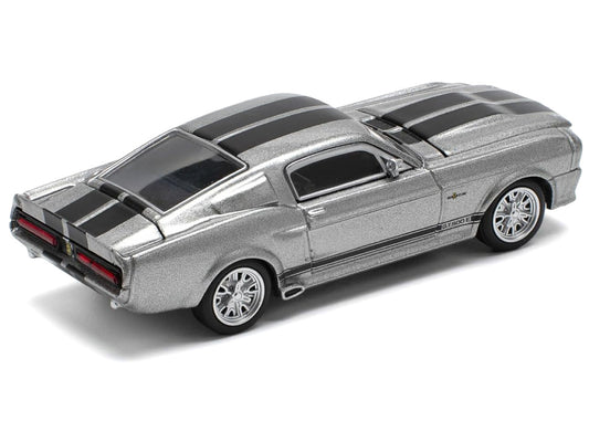 Shelby Mustang GT500 Gray Metallic with Black Stripes 1/64 Diecast Model Car by Pop Race by Pop Race