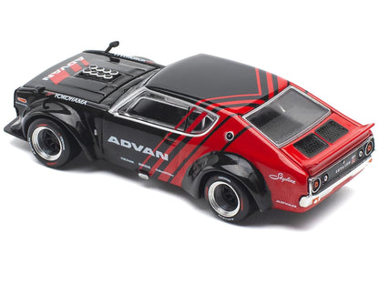 Skyline KPGC110 "Kenmeri" RHD (Right Hand Drive) "ADVAN" Black and Red 1/64 Diecast Model Car by Pop Race by Pop Race