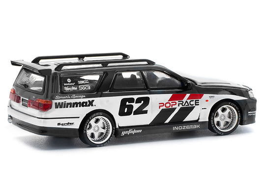 GT-R Stagea RHD (Right Hand Drive) #62 "Simon's Garage" Black with White Sides 1/64 Diecast Model Car by Pop Race by Pop Race