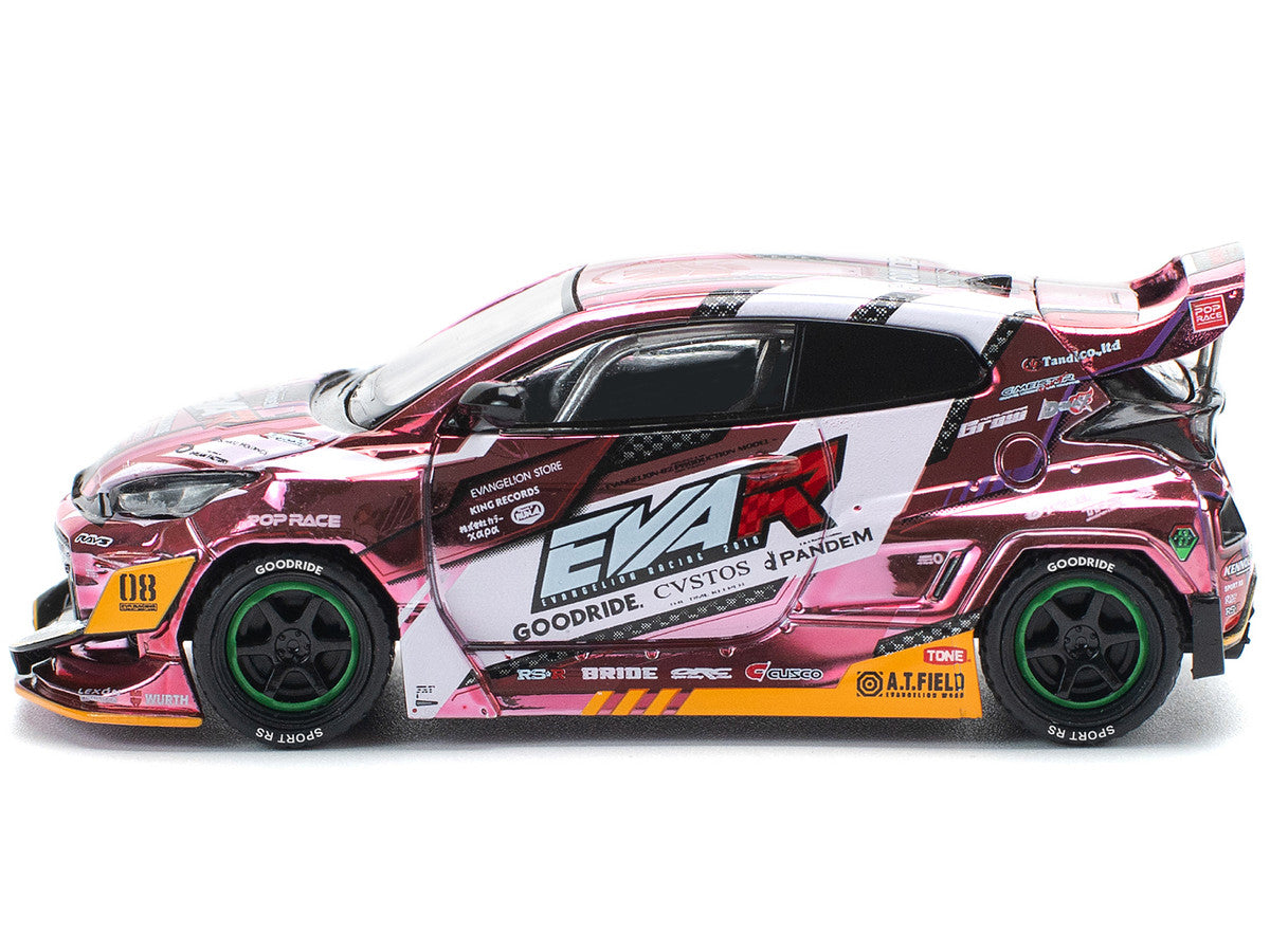 Toyota Goodride GR Yaris RHD (Right Hand Drive) "EVA RT Production Model-08" Pink Metallic with Graphics 1/64 Diecast Model Car by Pop Race by Pop Race