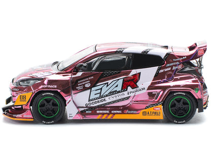 Toyota Goodride GR Yaris RHD (Right Hand Drive) "EVA RT Production Model-08" Pink Metallic with Graphics 1/64 Diecast Model Car by Pop Race by Pop Race