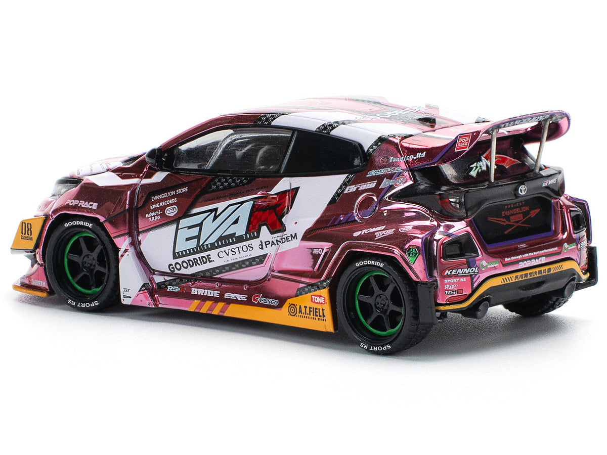 Toyota Goodride GR Yaris RHD (Right Hand Drive) "EVA RT Production Model-08" Pink Metallic with Graphics 1/64 Diecast Model Car by Pop Race by Pop Race