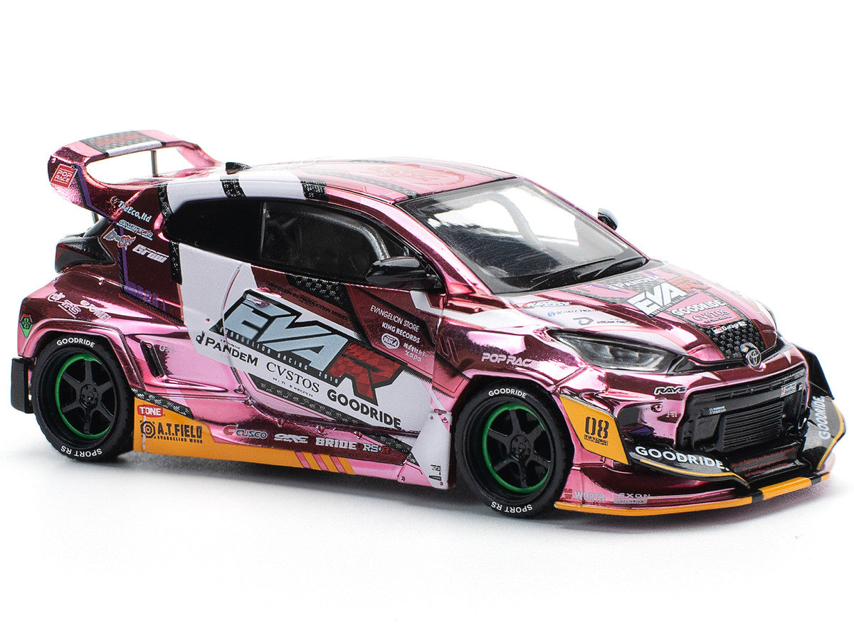 Toyota Goodride GR Yaris RHD (Right Hand Drive) "EVA RT Production Model-08" Pink Metallic with Graphics 1/64 Diecast Model Car by Pop Race by Pop Race