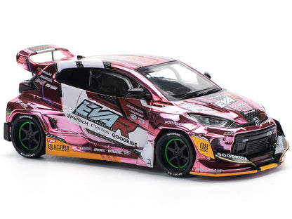 Toyota Goodride GR Yaris RHD (Right Hand Drive) "EVA RT Production Model-08" Pink Metallic with Graphics 1/64 Diecast Model Car by Pop Race by Pop Race