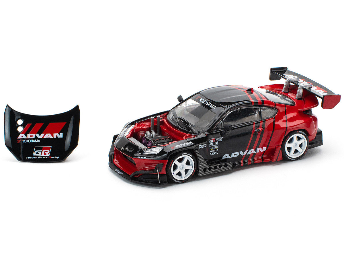 Toyota Pandem GR86 "Advan" Black and Red with Graphics 1/64 Diecast Model Car by Pop Race by Pop Race