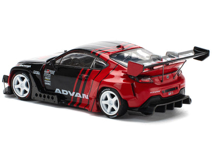 Toyota Pandem GR86 "Advan" Black and Red with Graphics 1/64 Diecast Model Car by Pop Race by Pop Race