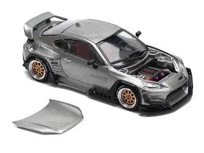 Toyota Pandem GR86 Silver Metallic 1/64 Diecast Model Car by Pop Race by Pop Race