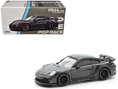 992 Stinger GTR Carbon Edition with Blue Stripe 1/64 Diecast Model Car by Pop Race by Pop Race