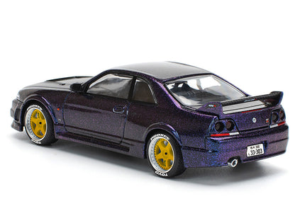 Skyline GT-R (R33) RHD (Right Hand Drive) Midnight Purple Metallic with Carbon Hood 1/64 Diecast Model Car by Pop Race by Pop Race