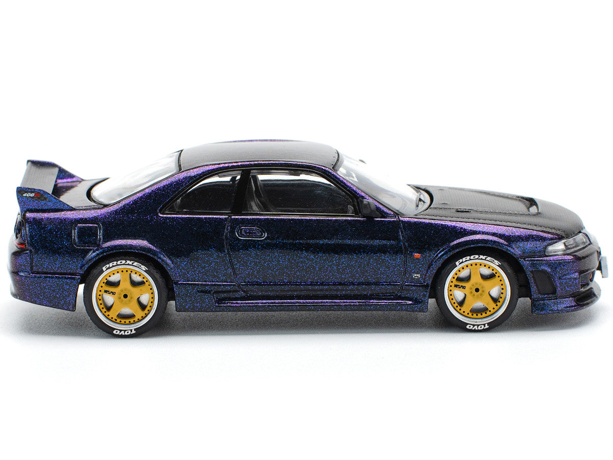 Skyline GT-R (R33) RHD (Right Hand Drive) Midnight Purple Metallic with Carbon Hood 1/64 Diecast Model Car by Pop Race by Pop Race