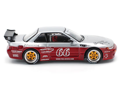 Nissan Pandem S13 RHD (Right Hand Drive) #66 "Moontech" Silver and Red Metallic 1/64 Diecast Model Car by Pop Race by Pop Race