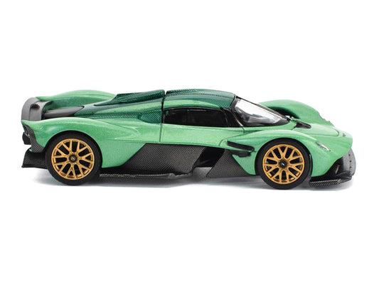 Aston Martin Valkyrie Iridescent Emerald Metallic with Green Carbon Top 1/64 Diecast Model Car by Pop Race by Pop Race