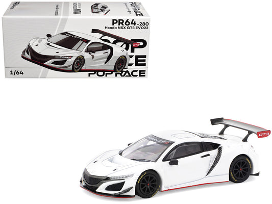 Honda NSX GT3 EVO22 White 1/64 Diecast Model Car by Pop Race by Pop Race